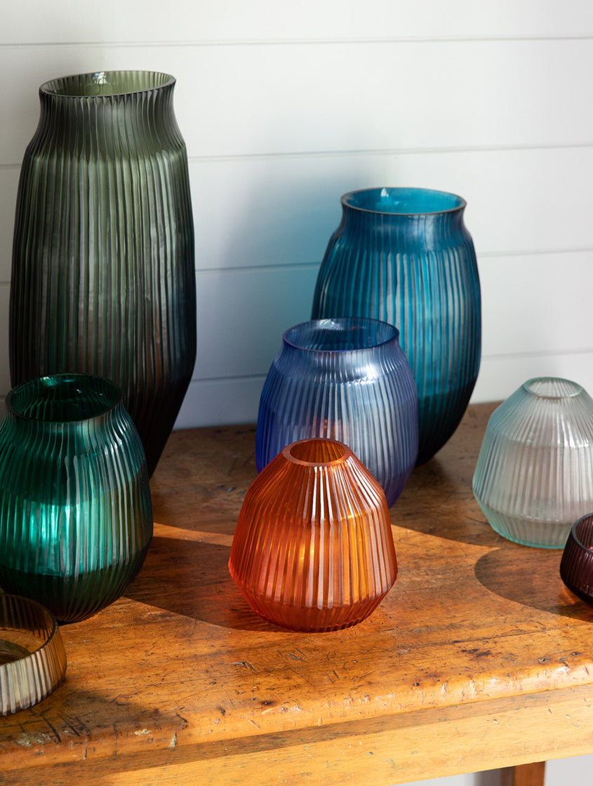 Brian Tunks Cut Glass Vase Conical, Mini