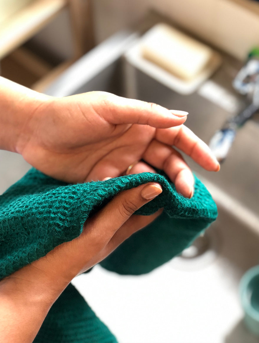 Hand Towel - Hand Loomed Waffle Cotton / Linen